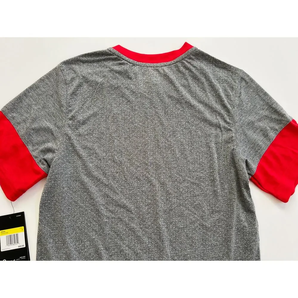 Nike Men's Gray/Red Team Player Short Sleeve CI4545-034 Size S NWT